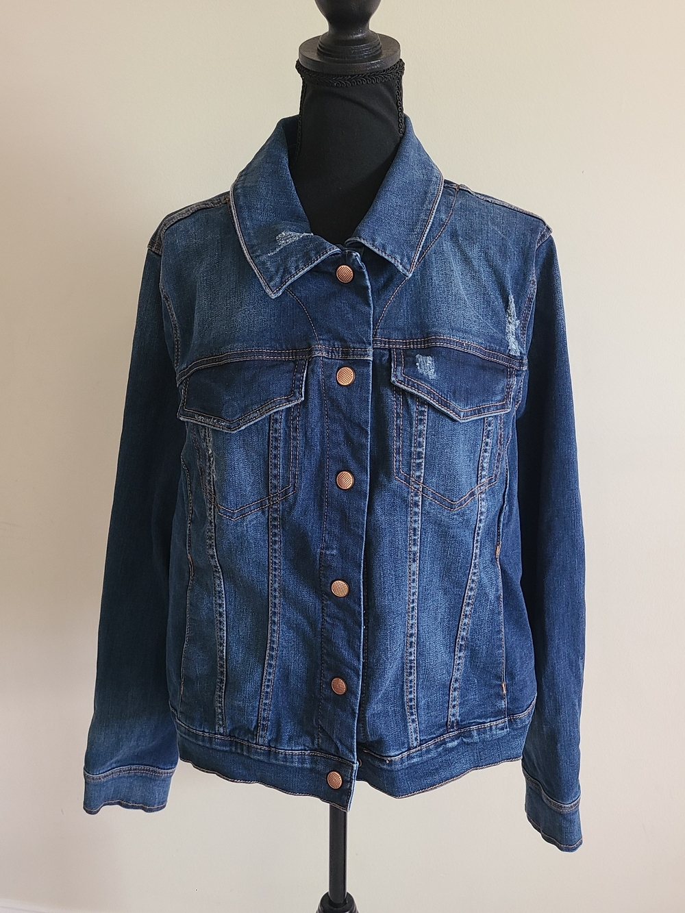 Lane Bryant Denim Jacket Womens Plus Size 20 NWT Distressed Blue Jean Jacket